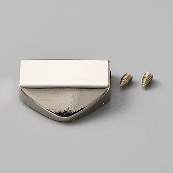 Alloy Bag Decorative Edge Buckles, Belt End Tip Hardwares, with Iron Screws, Platinum, 1.8x2.65x0.6cm, Hole: 2.5mm