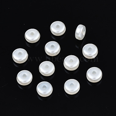 Creamy White Flat Round ABS Plastic Beads