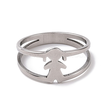 201 кольцо на палец в форме девушки из нержавеющей стали(RJEW-J051-20P)-2