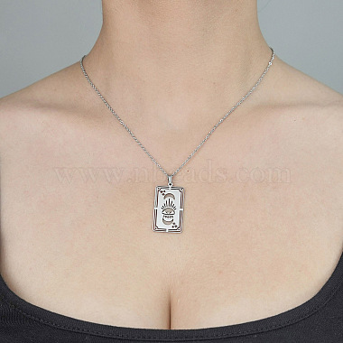 Non-Tarnish 201 Stainless Steel Hollow Tarot Card Pendant Necklace(NJEW-OY001-90)-2