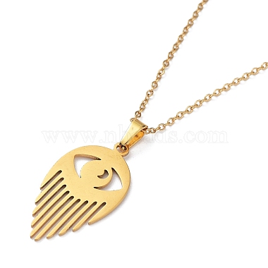 201 Stainless Steel Eye Pendant Necklace with Cable Chains(NJEW-Q317-01G)-2