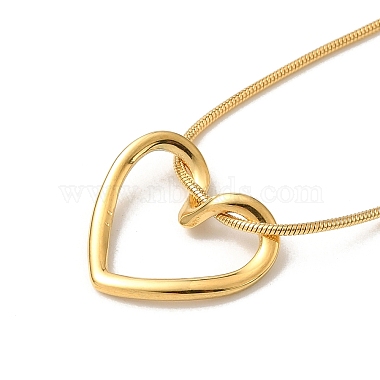304 Stainless Steel Heart Pendant Necklace with Round Snake Chains(NJEW-H024-07G)-2
