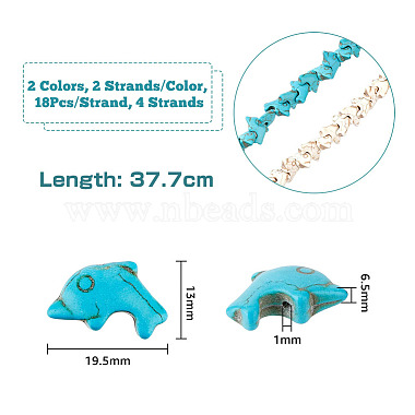 2 Strands 2 Colors Synthetic Turquoise Beads Strands(G-FH0001-96)-2