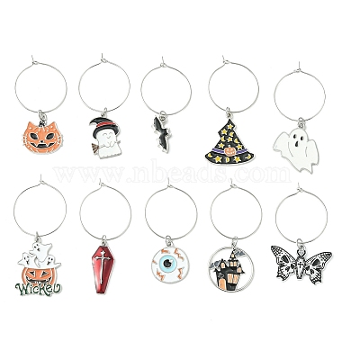 Mixed Color Alloy+Enamel Wine Glass Charms