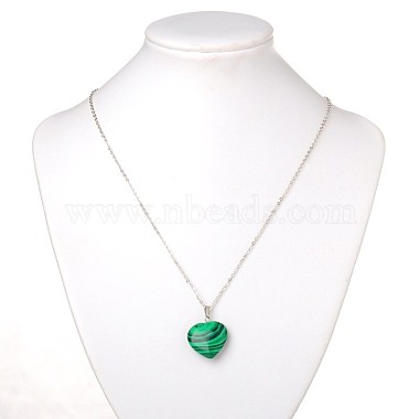 Gemstone Heart Pendant Necklaces(NJEW-JN00819)-4