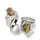 Hexagonal Prism Natural Unakite Open Cuff Rings(RJEW-B106-01P-07)-1