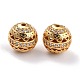 Brass Micro Pave Clear Cubic Zirconia Beads(ZIRC-L075-025G)-2