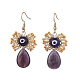 Natural Tiger Eye Dangle Earrings(EJEW-MZ00169-01)-1