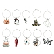 Halloween Theme Alloy Enamel Pendants Wine Glass Charms Sets(AJEW-JO00183)-1