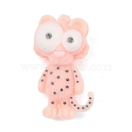 Animal Theme Flocking Silicone Pendants, Pink, Leopard, 57x31x23mm, Hole: 2mm(SIL-C012-03A)