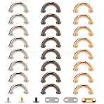 24 Sets 3 Colors Aluminum Alloy Bag Hanger D Buckles, with Iron Screws & Shim, Bag Replacement Accessories, Mixed Color, 1.3~1.5x2.1~2.5x0.6~0.7cm, Hole: 2.5mm, 8 sets/color(FIND-WR0003-74)