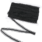 25M Nylon Elastic Pleated Lace Trim, for Sewing and Bridal Wedding Decoration, Black, 3/4 inch(19~20mm)(OCOR-CY0001-13B)