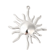 Non-Tarnish 304 Stainless Steel Pendants, Sun Charms, Stainless Steel Color, 45x37x3.5mm, Hole: 2mm(STAS-L268-026P)