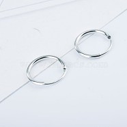 925 Sterling Silver Hoop Earrings, Platinum, 14x1.2mm(EJEW-BB47660-C)