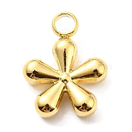 304 Stainless Steel Pendants, Flower Charm, Real 14K Gold Plated, 15.5x12x3.5mm, Hole: 2.5mm(X-STAS-B044-06G)