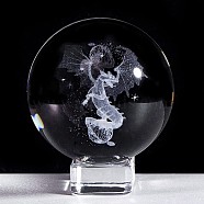 Inner Carving Dragon Glass Crystal Ball Diaplay Decoration, Fengshui Home Decor, Clear, 60mm(PW-WG97B81-01)