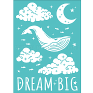 Self-Adhesive Silk Screen Printing Stencil, for Painting on Wood, DIY Decoration T-Shirt Fabric, Turquoise, Whale Pattern, 19.5x14cm(DIY-WH0337-002)