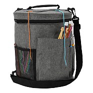 Oxford Cloth Yarn Storage Bag, for Yarn Skeins, Crochet Hooks, Knitting Needles, Column, Gray, 33x28cm(PW-WG30730-04)