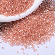 MIYUKI Delica Beads, Cylinder, Japanese Seed Beads, 11/0, (DB1480) Transparent Peach Luster, 1.3x1.6mm, Hole: 0.8mm, about 2000pcs/10g(X-SEED-J020-DB1480)