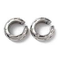 304 Stainless Steel Cuff Earrings for Women, C Shape & Heart, Stainless Steel Color, 30x10mm(EJEW-F325-02P)