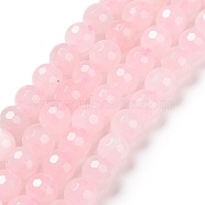 Natural Rose Quartz Beads Strands, Faceted(128 Facets), Round, 6mm, Hole: 1mm, about 61pcs/strand, 15.04''(38.2cm)(G-E571-07A)