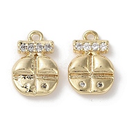 Brass Micro Pave Clear Cubic Zirconia Charms, Bag, Real 18K Gold Plated, 12x8x3mm, Hole: 1mm(KK-G491-08G)