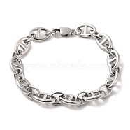 304 Stainless Steel Oval Link Chain Bracelets, Stainless Steel Color, 9-1/8 inch(23cm)(BJEW-D030-11B-P)