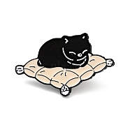 Cat Enamel Pin, Cartoon Alloy Badge for Backpack Clothes, Electrophoresis Black, Black, 24x39x2mm(JEWB-G014-A02-A)