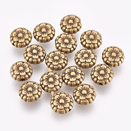 Tibetan Style Beads, Alloy Beads, Lead Free & Cadmium Free, Antique Bronze Color, Flower, Great for Mother's Day Gifts making, 7.5x3.5mm, Hole: 1mm(MLF0264Y)