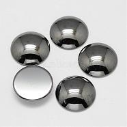 Non-magnetic Synthetic Hematite Cabochons, Half Round/Dome, 25~25.5x5~7mm(G-P162-05-25mm)