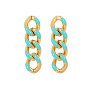 304 Stainless Steel Enamel Curb Chains Dangle Stud Earrings, Tassel Earrings, Golden, 54x11.3mm(SI8775-2)