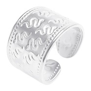 Titanium Steel Snake Pattern Open Cuff Rings, Wide Band Rings for Men and Women, Stainless Steel Color(DY6294-1)