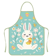 Cute Easter Rabbit Pattern Polyester Sleeveless Apron, with Double Shoulder Belt, for Household Cleaning Cooking, Orange, 800x600mm(PW-WG40759-05)