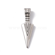 Non-Tarnish 304 Stainless Steel Big Pendants, Triangle, Stainless Steel Color, 56x17x9.5mm, Hole: 5.5x8.5mm(STAS-G289-03P)