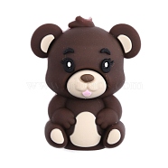 Silicone Beads, Little Bear, Coconut Brown, 27.5x22.5x16.5mm, Hole: 2mm(SIL-S010-07B)