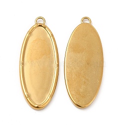 Ion Plating(IP) 304 Stainless Steel Pendant Cabochons Settings, Oval, Real 18K Gold Plated, Tray: 26x10mm, 30.5x12x2mm, Hole: 1.5mm(X-STAS-A070-45G)