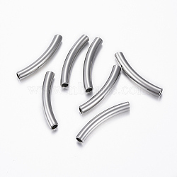 304 Stainless Steel Tube Beads, Stainless Steel Color, 35x5mm, Hole: 4mm(X-STAS-H376-122)