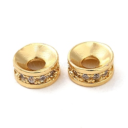Rack Plating Brass Cubic Zirconia Beads, Spacer Beads, Long-Lasting Plated, Lead Free & Cadmium Free, Column, Real 18K Gold Plated, 5.5x2.5mm, Hole: 1.6mm(KK-K349-03G)