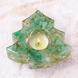 Natural Green Aventurine & Resin Candle Holder Molds, Christmas Tree, 110x110x31mm, Inner Diameter: 45mm(DJEW-H012-03C)