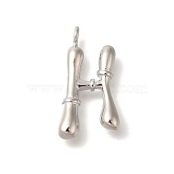 Rack Plating Brass Pendants, Cadmium Free & Lead Free, Letter A~Z Charms, Letter H, 23x13x4mm, Hole, 2mm(KK-I722-08P-H)