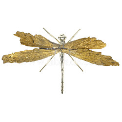 Electroplate Natural Tourmaline Insect Dragonfly Figurine, with Alloy Findings, for Desktop Ornament, Dark Goldenrod, 110~140mm(PW23052282966)