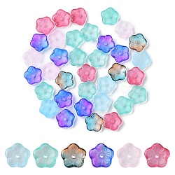 35Pcs Transparent Spray Painted Glass Beads, Sakura Flower, Mixed Color, 9.5x10x3mm, Hole: 1.2mm(GLAA-YW0001-75)