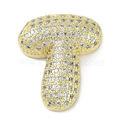 Rack Plating Brass Micro Pave Clear Cubic Zirconia Pendants, Lead Free & Cadmium Free, Long-Lasting Plated, Letter T, 24.5x20.5x6mm, Hole: 4.5mm(KK-R163-05T-G)