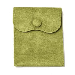 Velvet Jewelry Pouches, Jewelry Gift Bags with Snap Button, for Ring Necklace Earring Bracelet Storage, Rectangle, Yellow Green, 9.9x7.9x0.2cm(ABAG-K001-01B-06)