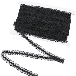 25M Nylon Elastic Pleated Lace Trim, for Sewing and Bridal Wedding Decoration, Black, 3/4 inch(19~20mm)(OCOR-CY0001-13B)