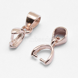 925 Sterling Silver Pendant Bails, Ice Pick & Pinch Bails, Rose Gold, 9.5x5.5x3mm, Hole: 3x4mm, Pin: 0.8mm(STER-E050-06RG)