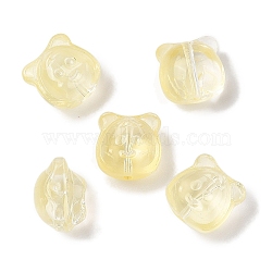 Transparent Spray Paint Glass Beads, Bear, Light Yellow, 10x10x7.5mm, Hole: 0.9mm(GLAA-Z011-01G)