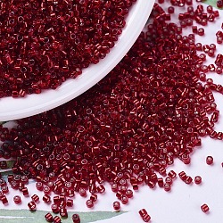 MIYUKI Delica Beads, Cylinder, Japanese Seed Beads, 11/0, (DB0602) Dyed Silver Lined Red, 1.3x1.6mm, Hole: 0.8mm, about 20000pcs/bag, 100g/bag(SEED-J020-DB0602)