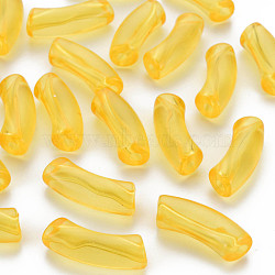 Transparent Acrylic Beads, Curved Tube, Gold, 32x9.5x8mm, Hole: 1.8mm, about 330pcs/500g(MACR-S372-002C-007)
