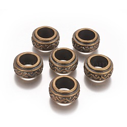 CCB Plastic Beads, Large Hole Beads, Flat Round, Antique Bronze, 24.5x13mm, Hole: 14.5mm(CCB-E056-12AB)